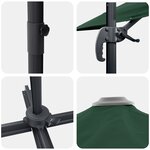 vidaXL Parasol cantilever vert Vert Tissu en polyester et cadre en métal