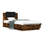 vidaXL Cadre de lit avec tête de lit chêne fumé 90x200 cm