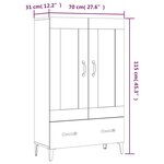 vidaXL Buffet haut Chêne fumé 70x31x115 cm Bois d'ingénierie
