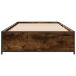 vidaXL Cadre de lit chêne fumé 75x190 cm bois d'ingénierie et métal