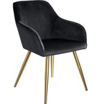 Lot de 2 chaises pieds doré siège de salon cuisine salle à manger design élégant noir 08_0000165