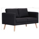 vidaXL Canapé à 2 places Tissu Noir