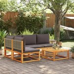 vidaXL Salon de jardin avec coussins 5 Pièces Bois d'acacia solide