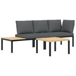 vidaXL Salon de jardin 3 Pièces avec coussins noir aluminium