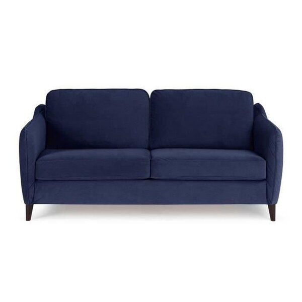 HEXAGONE Canapé convertible couchage express - 3 places - Velours bleu nuit - 182 x 85 x 97 cm - CLYDE