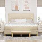 Lit box spring vidaXL avec matelas et banc Crème 180x200 cm Tissu