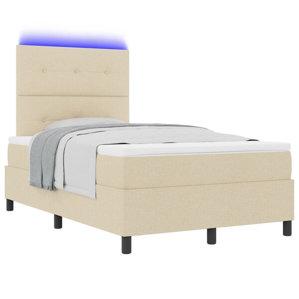 vidaXL Lit à ressort avec matelas & LED Crème 120x200 cm Tissu