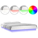 vidaXL Cadre de lit à LED blanc 180x200 cm Super King bois massif