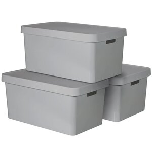 Curver boîte de rangement infinity avec couvercle 3pièces 45l gris 240659