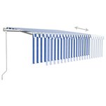vidaXL Auvent automatique rétractable avec store 4 5x3 m Bleu et blanc