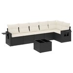 vidaXL Salon de jardin 7 Pièces avec coussins noir résine tressée