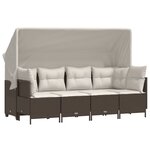 vidaXL Salon de jardin avec coussins 5 Pièces marron résine tressée