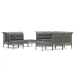 vidaXL Salon de jardin 11 Pièces avec coussins Gris Résine tressée