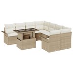 vidaXL Ensemble de canapé de jardin 9 pièces avec coussins en rotin poly beige