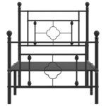 vidaXL Cadre de lit métal avec tête de lit/pied de lit noir 75x190 cm