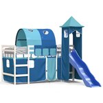 vidaXL Lit mezzanine enfants avec tour bleu 90x200 cm bois pin massif