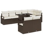 Ensemble de Canapé de Jardin 9 pièces avec Coussins Marron Rattan Poly