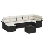 Ensemble de Canapés de Jardin 7 Pièces avec Coussins Rattan Poly Brown