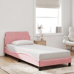 vidaXL Cadre de lit et tête de lit sans matelas rose 80x200 cm velours
