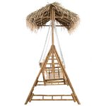 vidaXL Balancelle 2 places feuilles de palmier et coussin 202cm Bambou