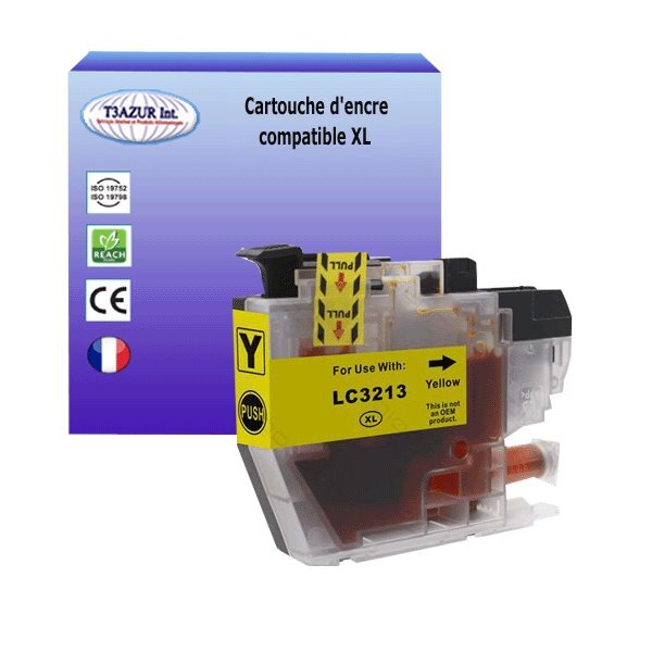 T3AZUR- Cartouche compatible avec Brother LC3213 XL Jaune