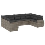 vidaXL Salon de jardin 9 Pièces avec coussins gris résine tressée