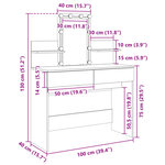 vidaXL Coiffeuse avec LED noir 100x40x130 cm