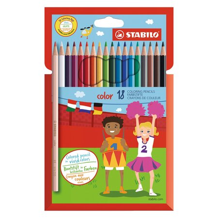 Crayon de couleur stabilo color couleurs assorties dont 3 fluos - pochette de 18