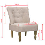 vidaXL Fauteuil de style France Crème Tissu