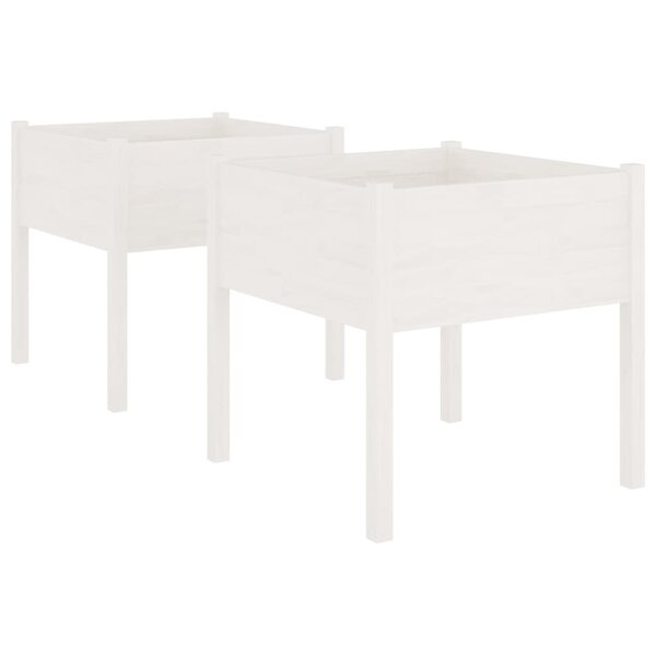 vidaXL Jardinières 2 Pièces Blanc 70x70x70 cm Bois de pin massif