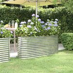 vidaXL Lit surélevé de jardin Acier enduit de poudre Argenté