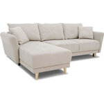Canapé d'angle convertible réversible 3-4 places tissu beige à coffre de rangement - 244 x 158 x Hauteur 95 cm