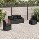 vidaXL Salon de jardin 5 Pièces avec coussins noir résine tressée