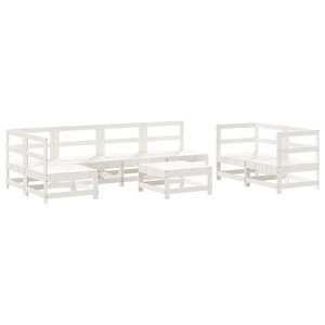 vidaXL Salon de jardin 8 Pièces Blanc Bois de pin massif