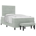 vidaXL Lit à ressort avec matelas et banc Gris clair 120x200 cm Velours