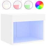 vidaXL Table de chevet murale avec lumières LED blanc