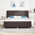 Lit à ressorts vidaXL avec matelas marron foncé 200x200 cm en tissu