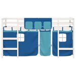 vidaXL Lit mezzanine enfants et rideaux bleu 90x190cm bois pin massif