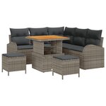 vidaXL Ensemble de Canapé de Jardin de 8 Pièces avec Coussins en Rattan Poly Gris Acacia