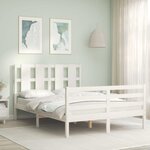 vidaXL Cadre de lit sans matelas blanc 140x200 cm bois massif