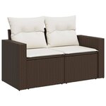 vidaXL Salon de jardin avec coussins 9 Pièces marron résine tressée
