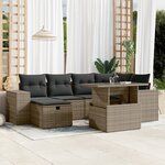 vidaXL Salon de jardin avec coussins 7 Pièces gris résine tressée