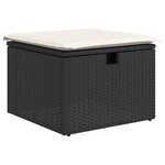 Ensemble Canapé de Jardin 7 Pièces avec Coussins Noir Rattan Polyéthylène
