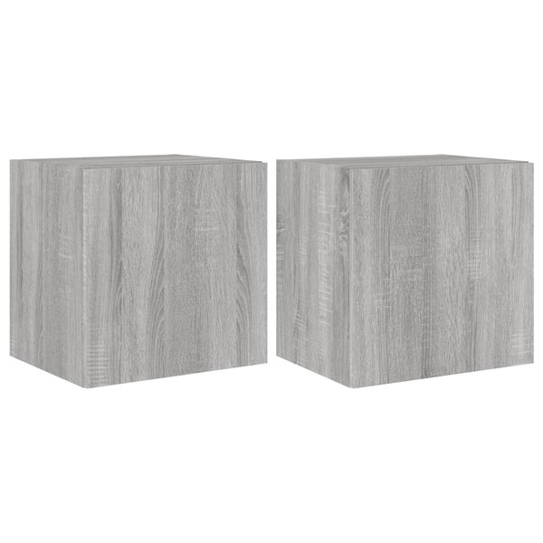 vidaXL Meubles TV muraux et lumières LED 2Pièces sonoma gris 40 5x35x40cm