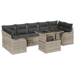 vidaXL Ensemble de canapé de jardin 8 pièces avec coussins gris clair poly rattan