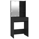 vidaXL Coiffeuse à LED avec armoire noir bois d'ingénierie