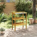 vidaXL Banc à jardinière avec 2 étagères Bois massif d'acacia et zinc
