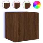 vidaXL Meuble TV mural avec lumières LED chêne marron 40 5x35x40 cm