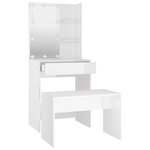 vidaXL Ensemble de coiffeuse avec LED Blanc brillant Bois d'ingénierie