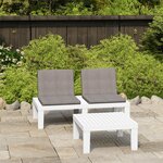 vidaXL Salon de jardin 2 Pièces avec coussins Plastique Blanc